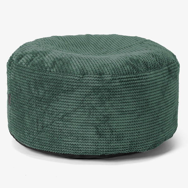 Puf Redondo con Bandeja para Servir - Pompón Verde Musgo - 01