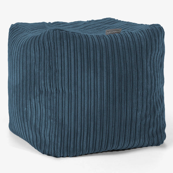 Puf Reposapiés Cubo - Pana Clásica Azul marino 01