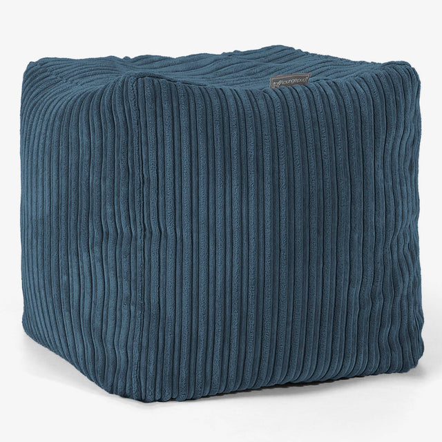 Puf Reposapiés Cubo - Pana Clásica Azul marino 01