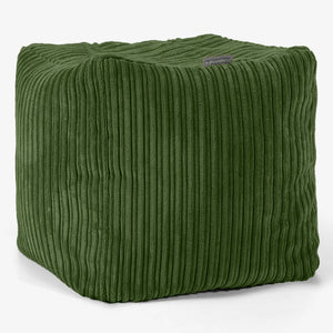 Puf Reposapiés Cubo - Pana Clásica Bosque Verde