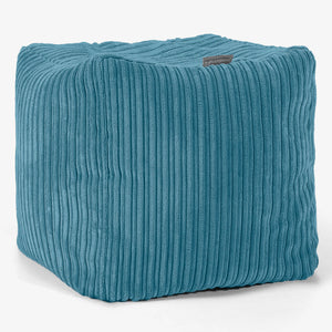 Puf Reposapiés Cubo - Pana Clásica Egeo Azul