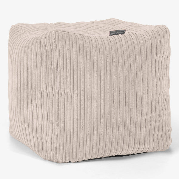 Puf Reposapiés Cubo - Pana Clásica Marfil 01