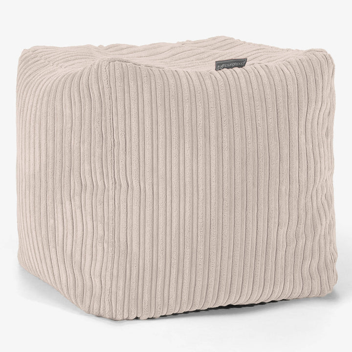 Puf Reposapiés Cubo - Pana Clásica Marfil 01