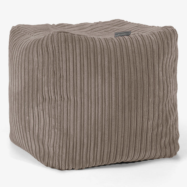 Puf Reposapiés Cubo - Pana Clásica Marrón empolvado 01