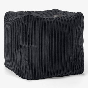 Puf Reposapiés Cubo - Pana Clásica Negro