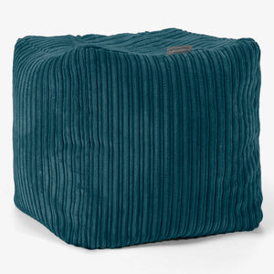 Puf Reposapiés Cubo - Pana Clásica Turquesa
