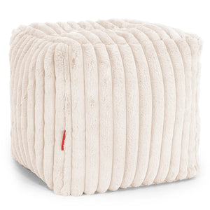 Puf Reposapiés Cubo - Pana de Felpa Ultra Crema