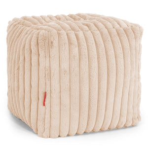 Puf Reposapiés Cubo - Pana de Felpa Ultra Durazno