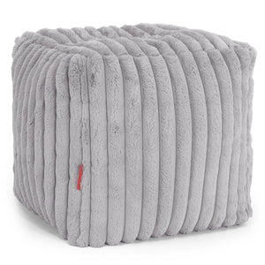 Puf Reposapiés Cubo - Pana de Felpa Ultra Gris