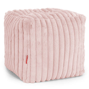 Puf Reposapiés Cubo - Pana de Felpa Ultra Rosa Empolvado