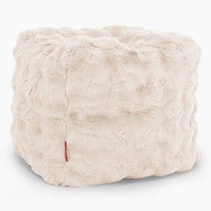 Puf Reposapiés Cubo - Piel Sintética de Burbuja Crema