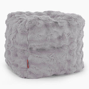 Puf Reposapiés Cubo - Piel Sintética de Burbuja Gris