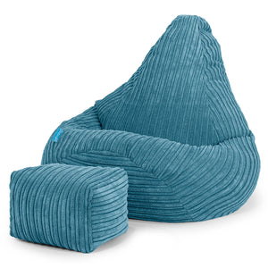 Puf Silla de Juego para Niños 1-5 años - Pana Clásica Egeo Azul