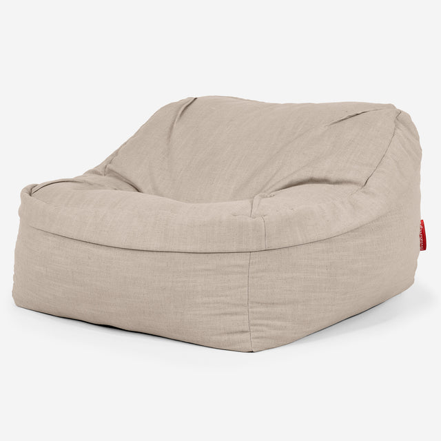 Puf Silla Encorvada - Aspecto de Lino Crema 01
