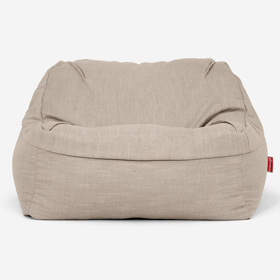 Puf Silla Encorvada - Aspecto de Lino Crema 02