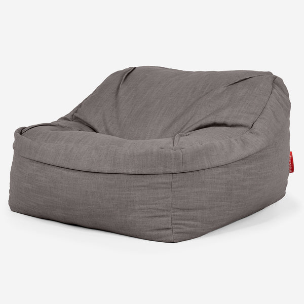 Puf Silla Encorvada - Aspecto de Lino Pizarra Gris 01