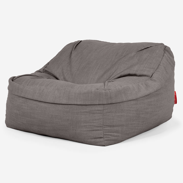 Puf Silla Encorvada - Aspecto de Lino Pizarra Gris 01
