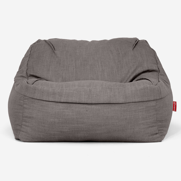 Puf Silla Encorvada - Aspecto de Lino Pizarra Gris 02
