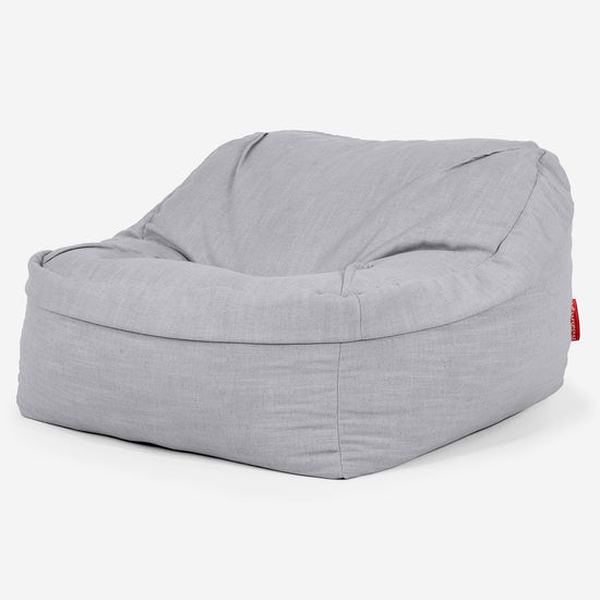 Puf Silla Encorvada - Aspecto de Lino Plata 01