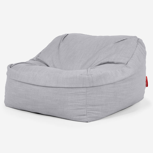 Puf Silla Encorvada - Aspecto de Lino Plata 01