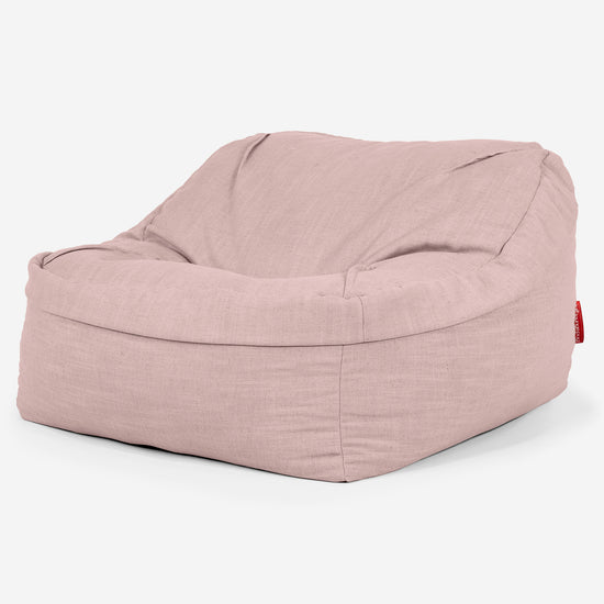 Puf Silla Encorvada - Aspecto de Lino Rosa 01