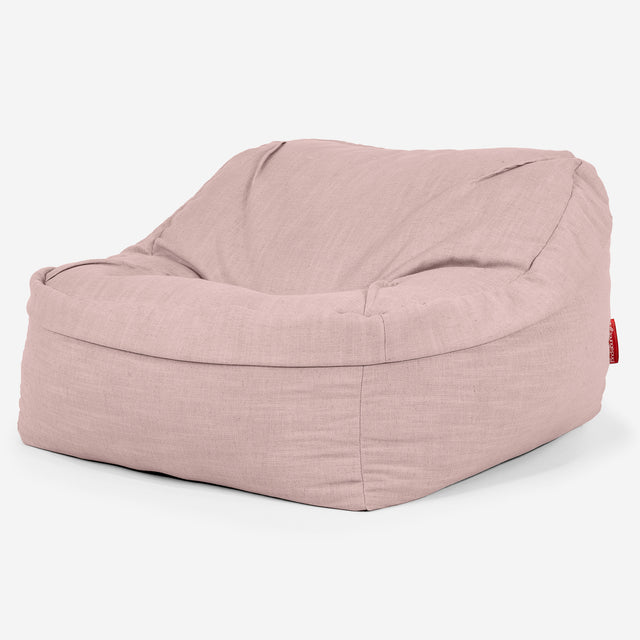 Puf Silla Encorvada - Aspecto de Lino Rosa 01