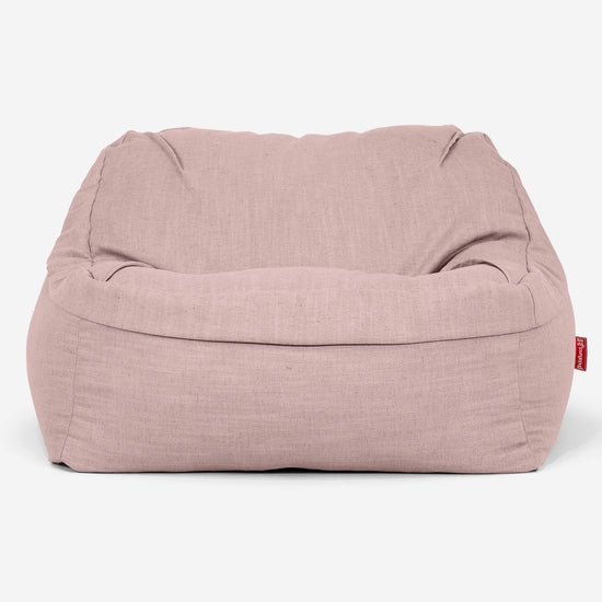 Puf Silla Encorvada - Aspecto de Lino Rosa 02