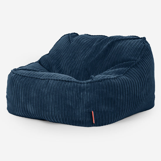 Puf Silla Encorvada - Pana Clásica Azul Marino 01