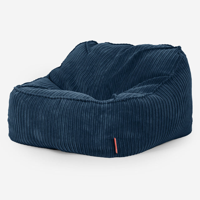 Puf Silla Encorvada - Pana Clásica Azul Marino 01