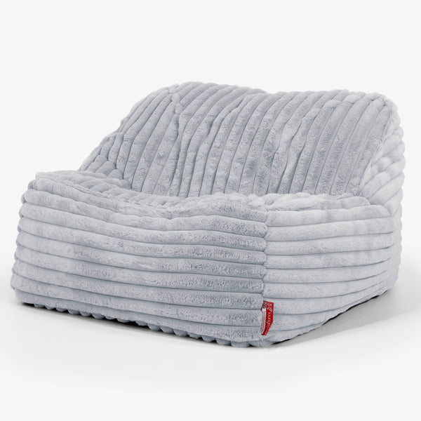 Puf Silla Encorvada - Pana de Felpa Ultra Azul Huevo de Pato 01