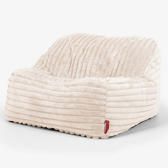 Puf Silla Encorvada - Pana de Felpa Ultra Crema 01