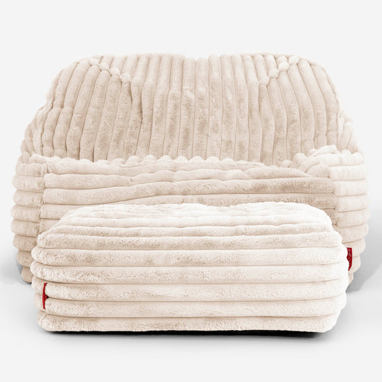 Puf Silla Encorvada - Pana de Felpa Ultra Crema 03