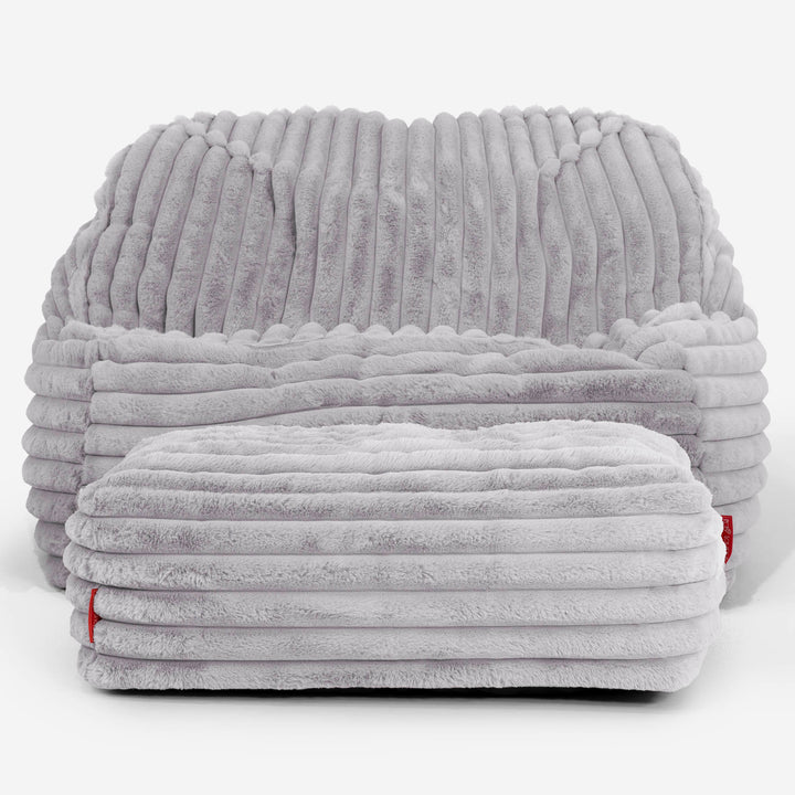 Puf Silla Encorvada - Pana de Felpa Ultra Gris 03