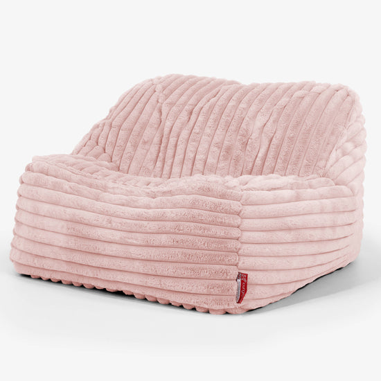 Puf Silla Encorvada - Pana de Felpa Ultra Rosa Empolvado 01