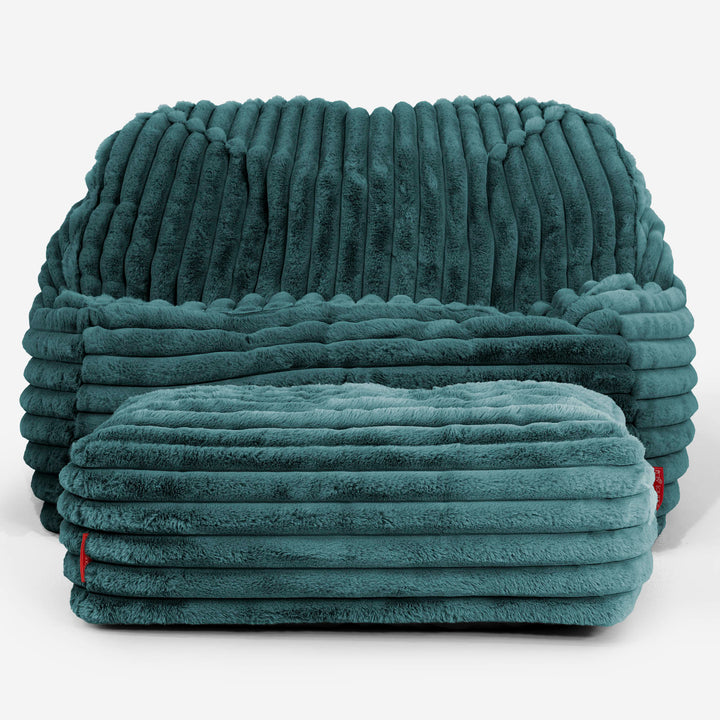 Puf Silla Encorvada - Pana de Felpa Ultra Turquesa 03