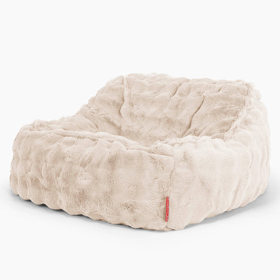Puf Silla Encorvada - Piel Sintética de Burbuja Crema 01