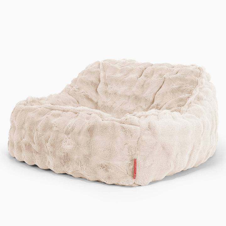 Puf Silla Encorvada - Piel Sintética de Burbuja Crema 01