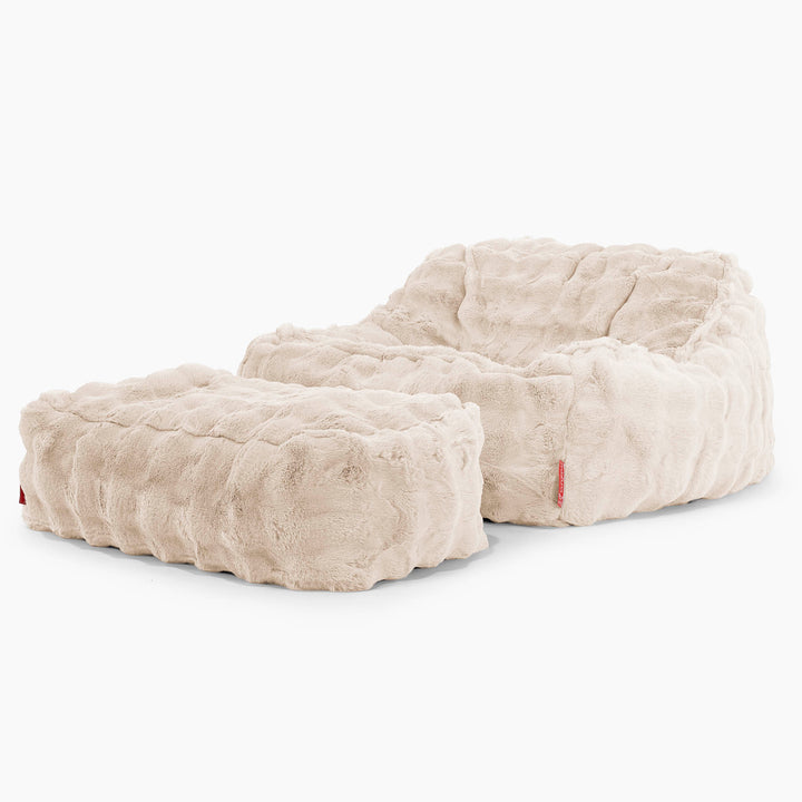 Puf Silla Encorvada - Piel Sintética de Burbuja Crema 02