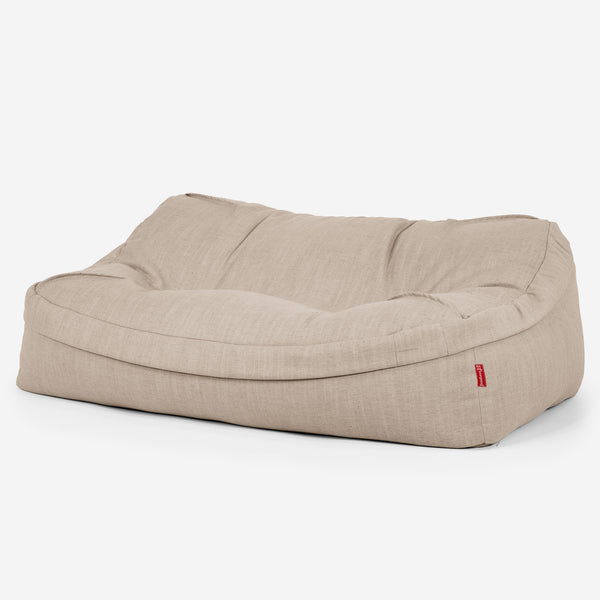 Puf Sillón Encorvado - Aspecto de Lino Crema 01