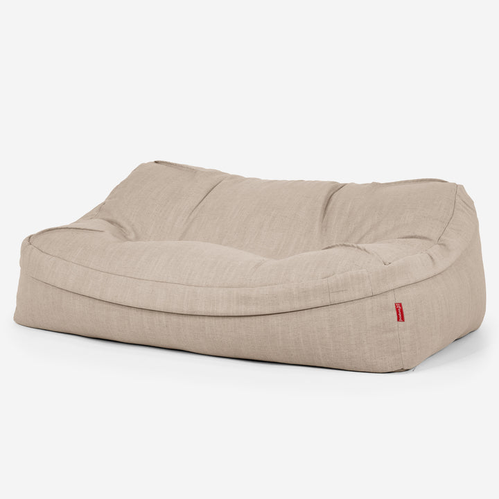 Puf Sillón Encorvado - Aspecto de Lino Crema 01
