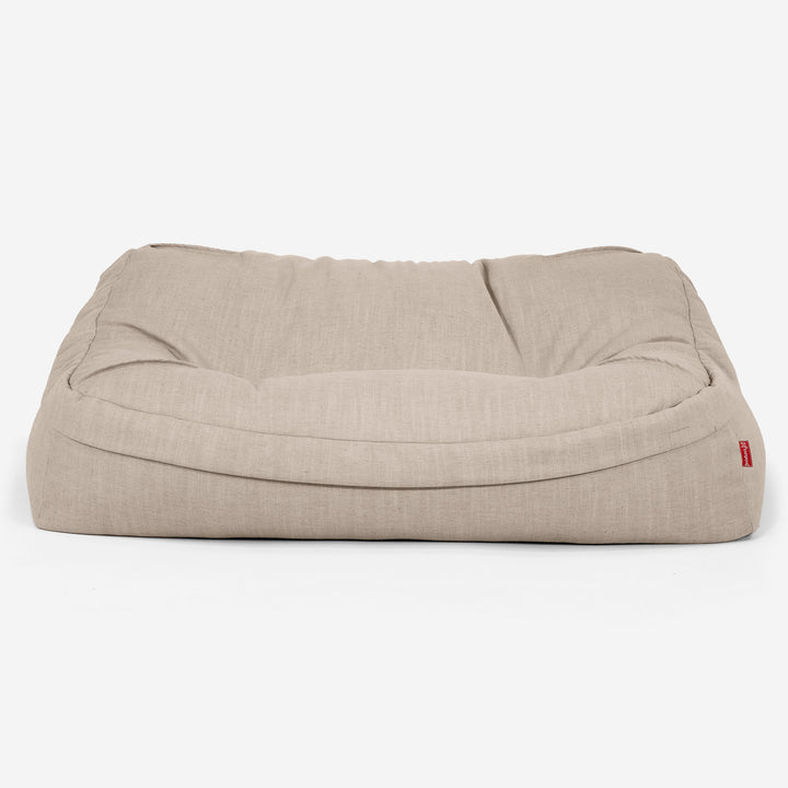 Puf Sillón Encorvado - Aspecto de Lino Crema 02