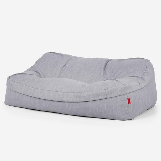 Puf Sillón Encorvado - Aspecto de Lino Plata 01