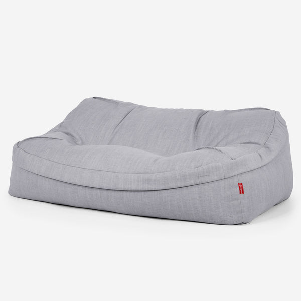 Puf Sillón Encorvado - Aspecto de Lino Plata 01