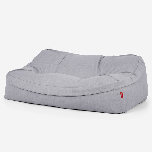 Puf Sillón Encorvado - Aspecto de Lino Plata 01