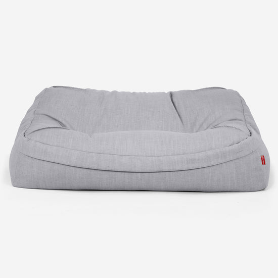 Puf Sillón Encorvado - Aspecto de Lino Plata 02