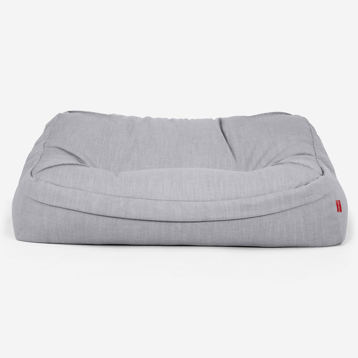 Puf Sillón Encorvado - Aspecto de Lino Plata 02