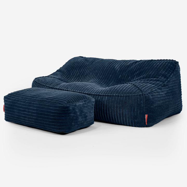 Puf Sillón Encorvado - Pana Clásica Azul Marino 02