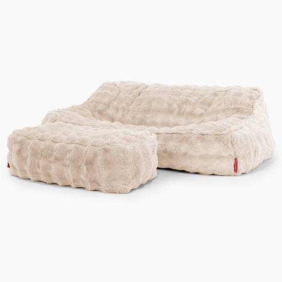 Puf Sillon Encorvado - Piel Sintética de Burbuja Crema 03