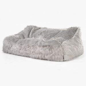 Puf Sillón Encorvado - Piel Sintética Mongola Gris