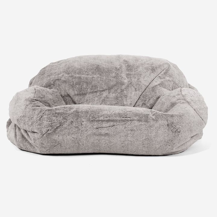 Puf Sofá Sabina - Piel de Conejo Sintética Gris Claro 02